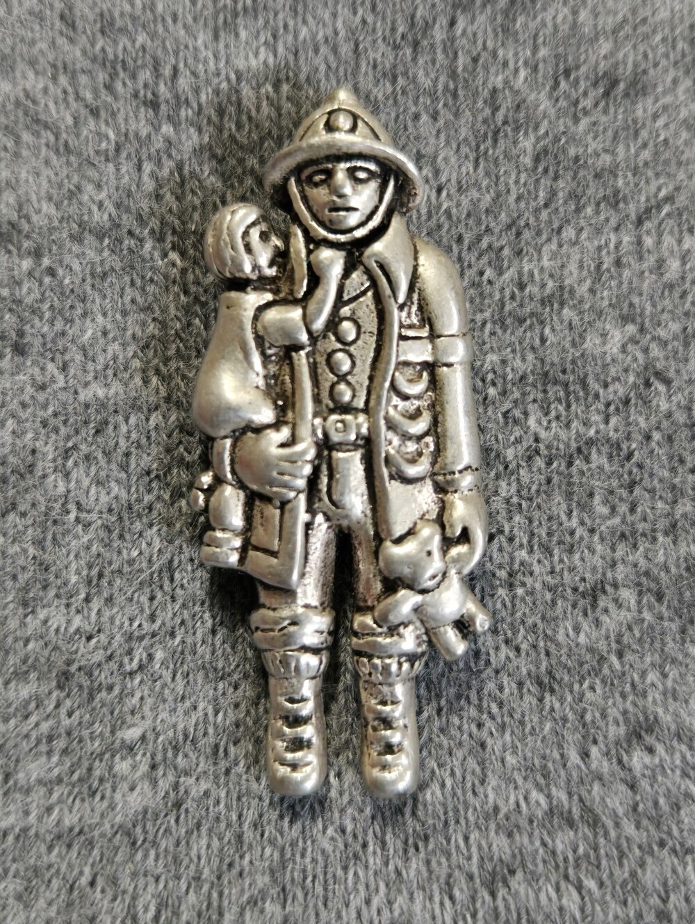 Sterling Silver Firefighter Pendant By Peter Stone Jewelry 925 Style#TP1384 Hero